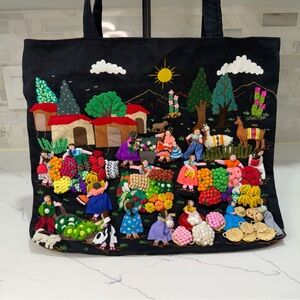 Colorful Peruvian Embroidered Tote Bag